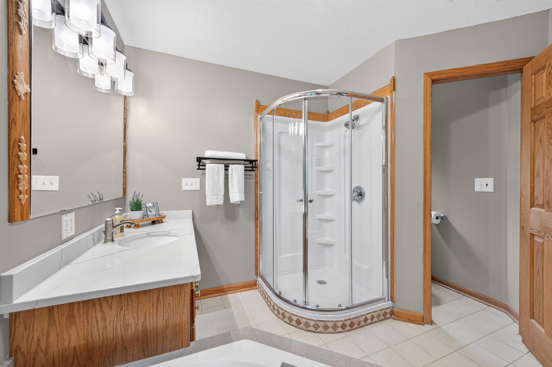 Primary bathroom shower.