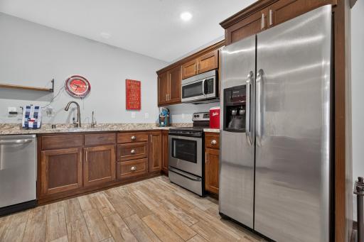 Lower level kitchen with full size appliances