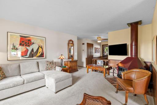 The wood burning fireplace in this room is a true centerpiece.