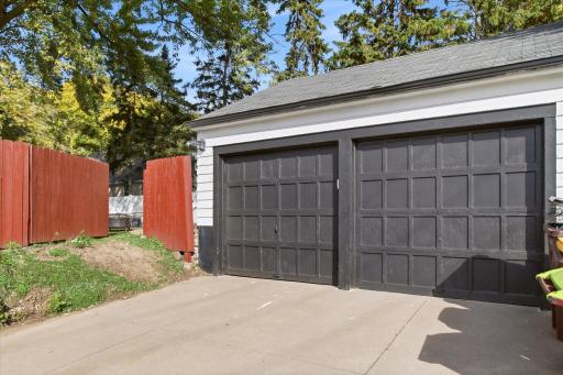 Two car garage with garage door openers.