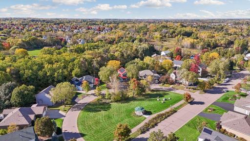7: A bird's-eye view of the quiet neighborhood setting, with a wonderful park just across the street.