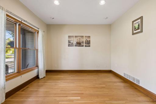 A dedicated main-floor office provides the perfect combination of comfort, functionality, and privacy.