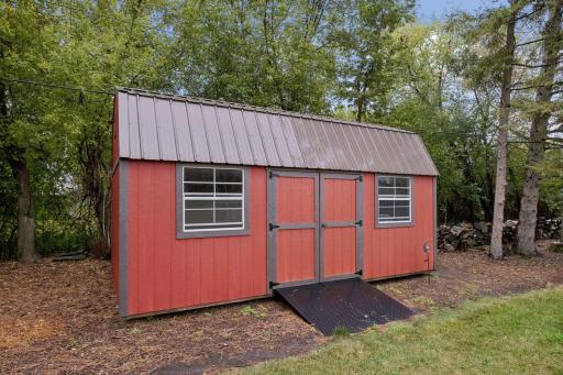 More storage, less clutter! This handy shed offers extra room for lawn equipment, tools, and outdoor gear.