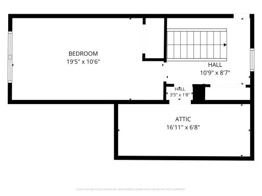 Upper-Level Floor Plan Showing Spacious Bedroom & Hallway