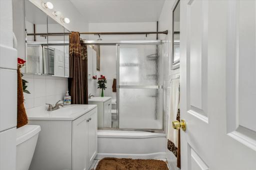 Full bathroom upstairs, nicely updated with tiled floors
