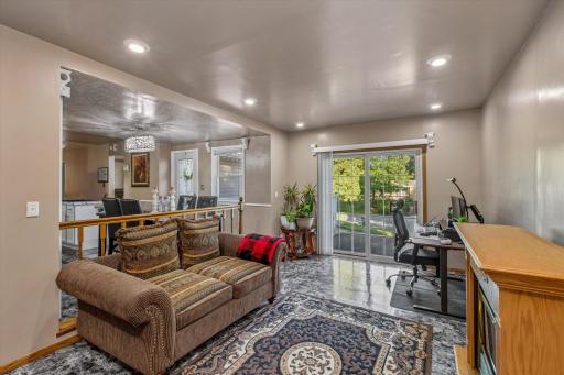 Nice separation with the step down into this family room