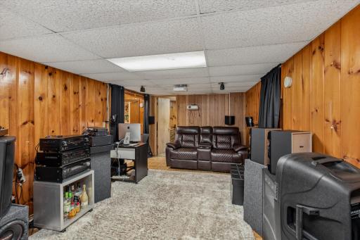 Paneled walls make lower level warm and inviting