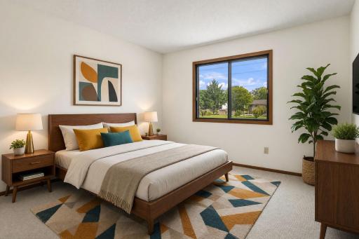 Virtual Staging to give ideas and spacial recognition. Home is not staged.