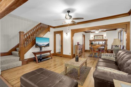 Beautiful original woodwork complements the newly refinished hardwood floors