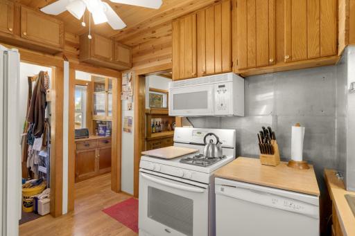 Wood cabinetry adds warmth and character to the kitchen