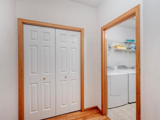 Convenient main-floor closet just outside the laundry/mudroom provides additional storage.