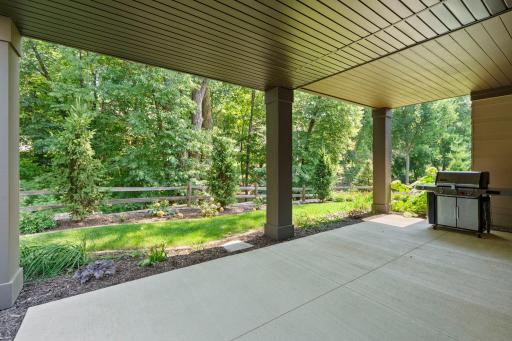 Patio equipped with a natural gas grill.