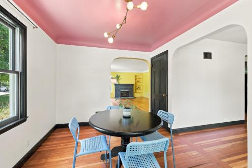 Another view of the dining room that is open to the kitchen and living area.