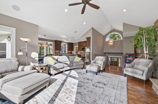 Large windows provide much natural light to the great room.