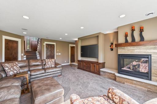 Downstairs is a large family room.