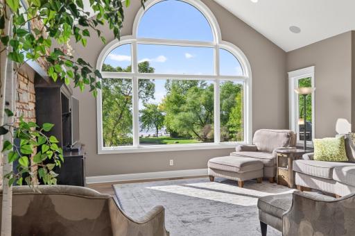 As you enter the home you are greeted by a wall of windows.