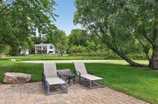 The lakeside paver patio is a great place to watch the lake activities.