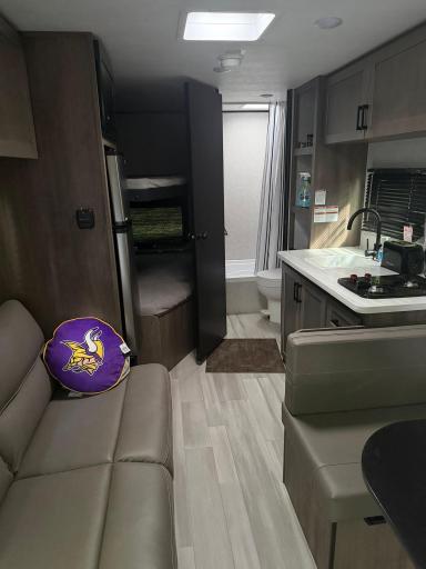 Camper kitchen, sleeping area