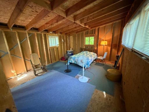 Large upper bedroom area, framed for a closet also
