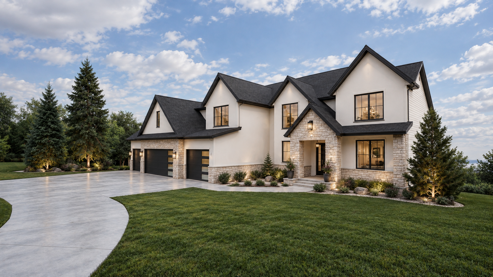 4 car garage, circular driveway with 4 car prestress garage.png