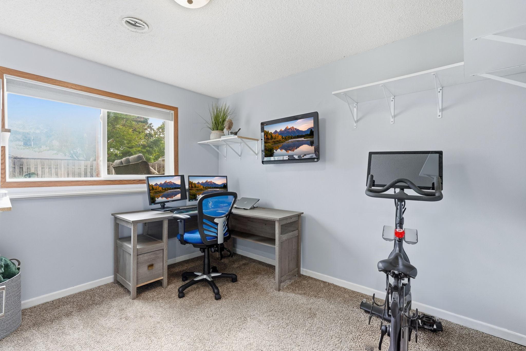 Lower level 4th bedroom can be a perfect office space or home gym.