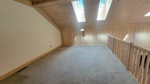 Loft area with skylight windows