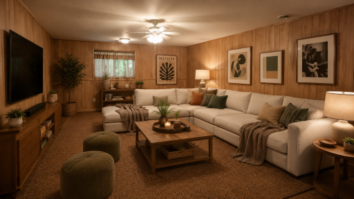 Lower level great room Vritually Staged