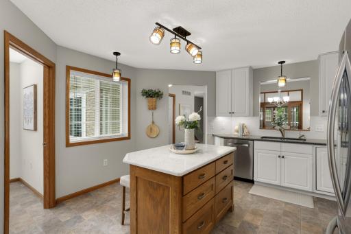 Bright kitchen with convenient island seating