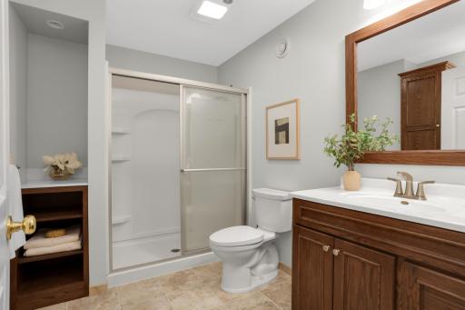 Convenient lower-level ¾ bath perfect for guests.