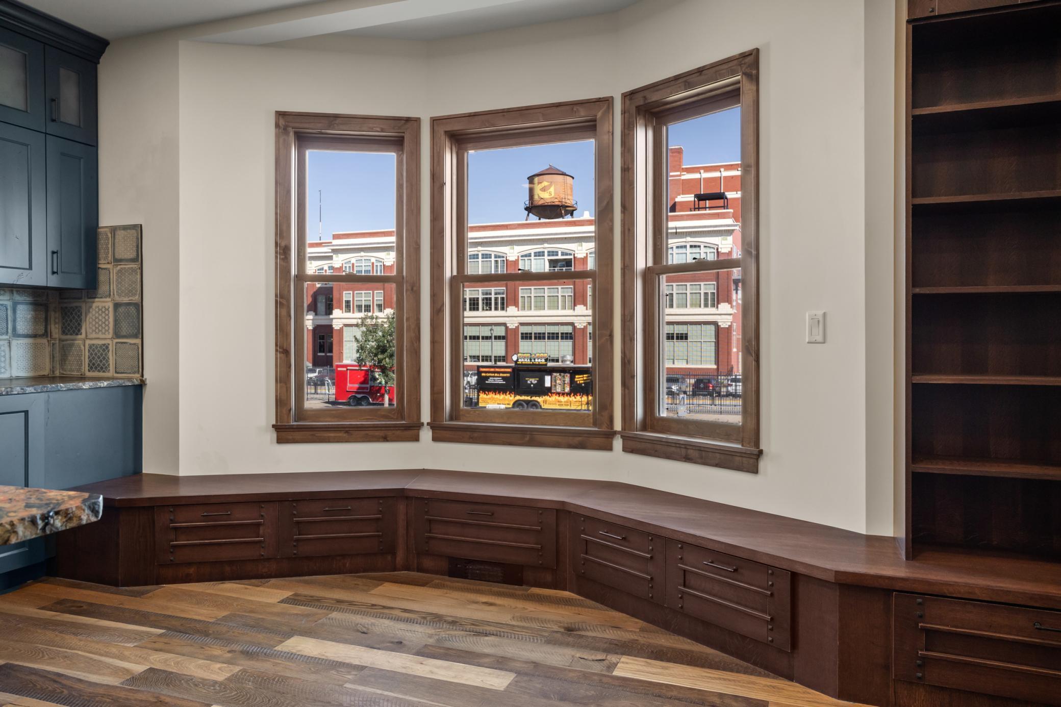 Built in bench and bay window