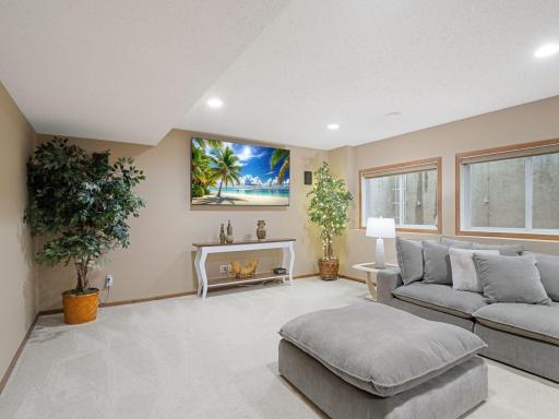 Lower-Level Family Room â Expansive finished family room offers exceptional space for movie nights, relaxing and entertaining.