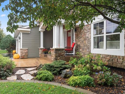 Front Entry â Attractive stone exterior, mature landscaping and a covered front porch create an inviting entrance.