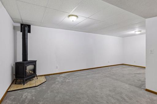 gas fireplace make the basement extra cozy