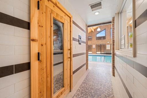 Sauna located conveniently off the indoor pool area.