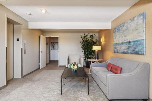 Welcoming second-floor lobby.