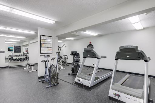 Convenient on-site exercise room makes it easy to stay active without leaving home.