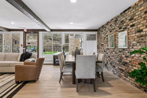 Inviting community lounge with a cozy fireplace offers the perfect place to relax and gather.