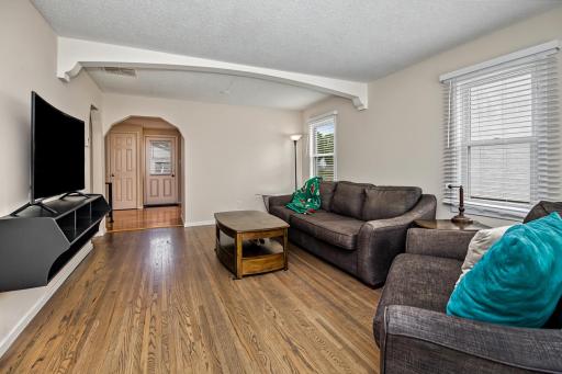Nice size living room with hardwood floors