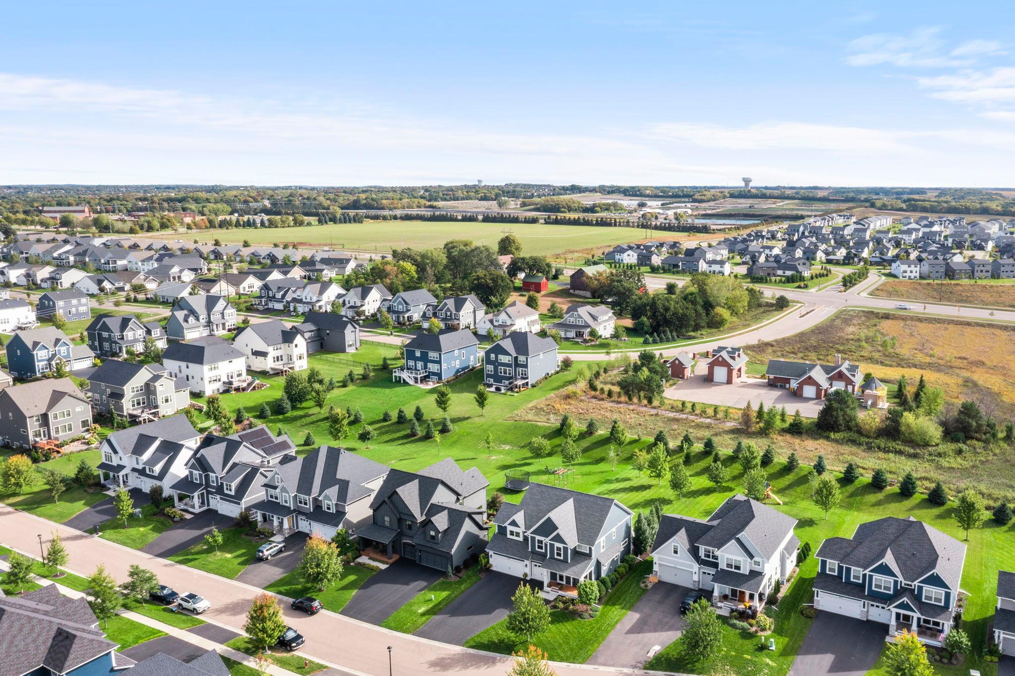 Aerial view of the neighborhood.