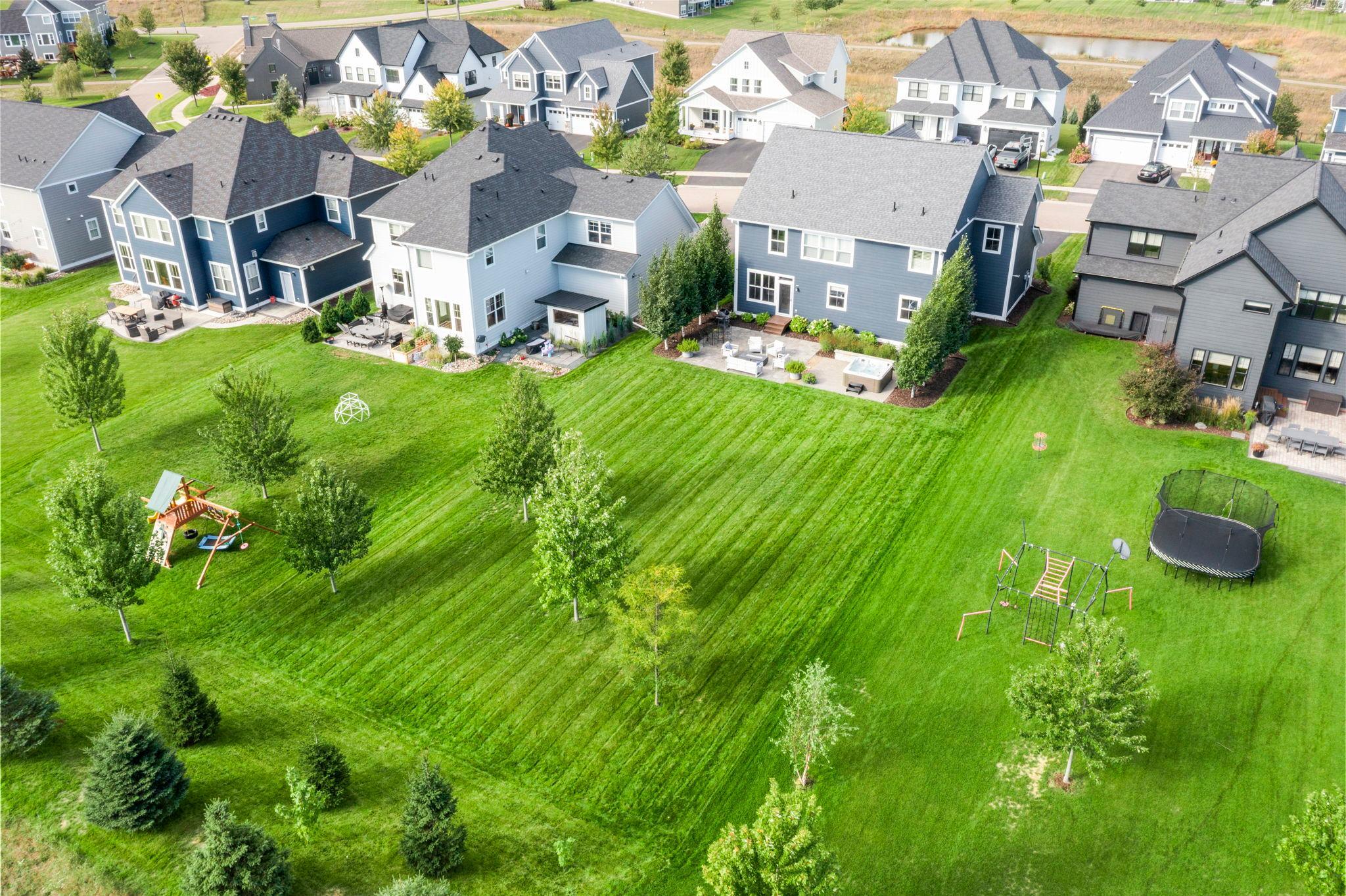 Aerial view of the backyard.