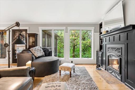 Living Room with wood fireplace