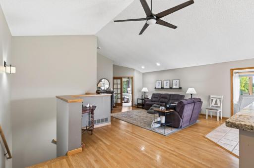 Vaulted Great Room with hardwood floors