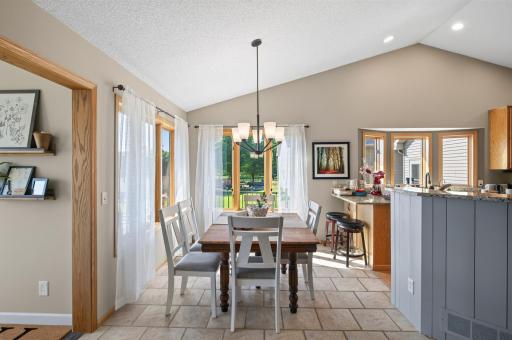 Windows surrounding dining area to enjoy the scenery