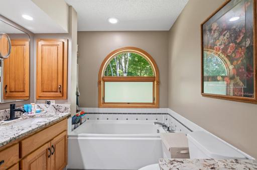 Separate tub & shower plus loads of cabinetry