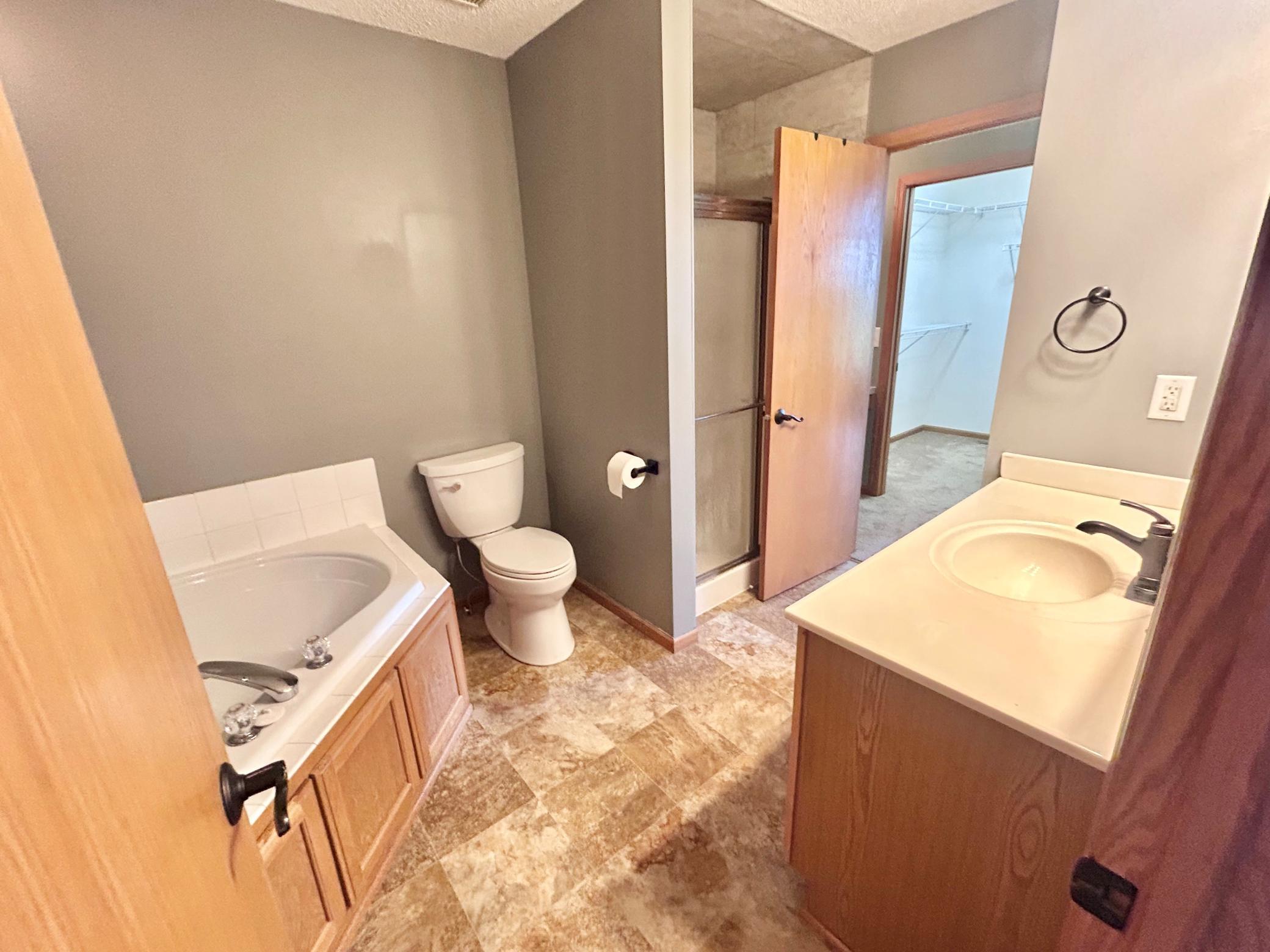 Walk through bathroom in upper area
