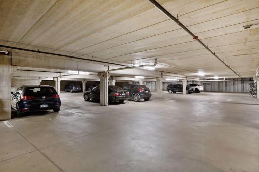 Secure heated underground parking area offering dedicated parking and convenient, weather-protected access.