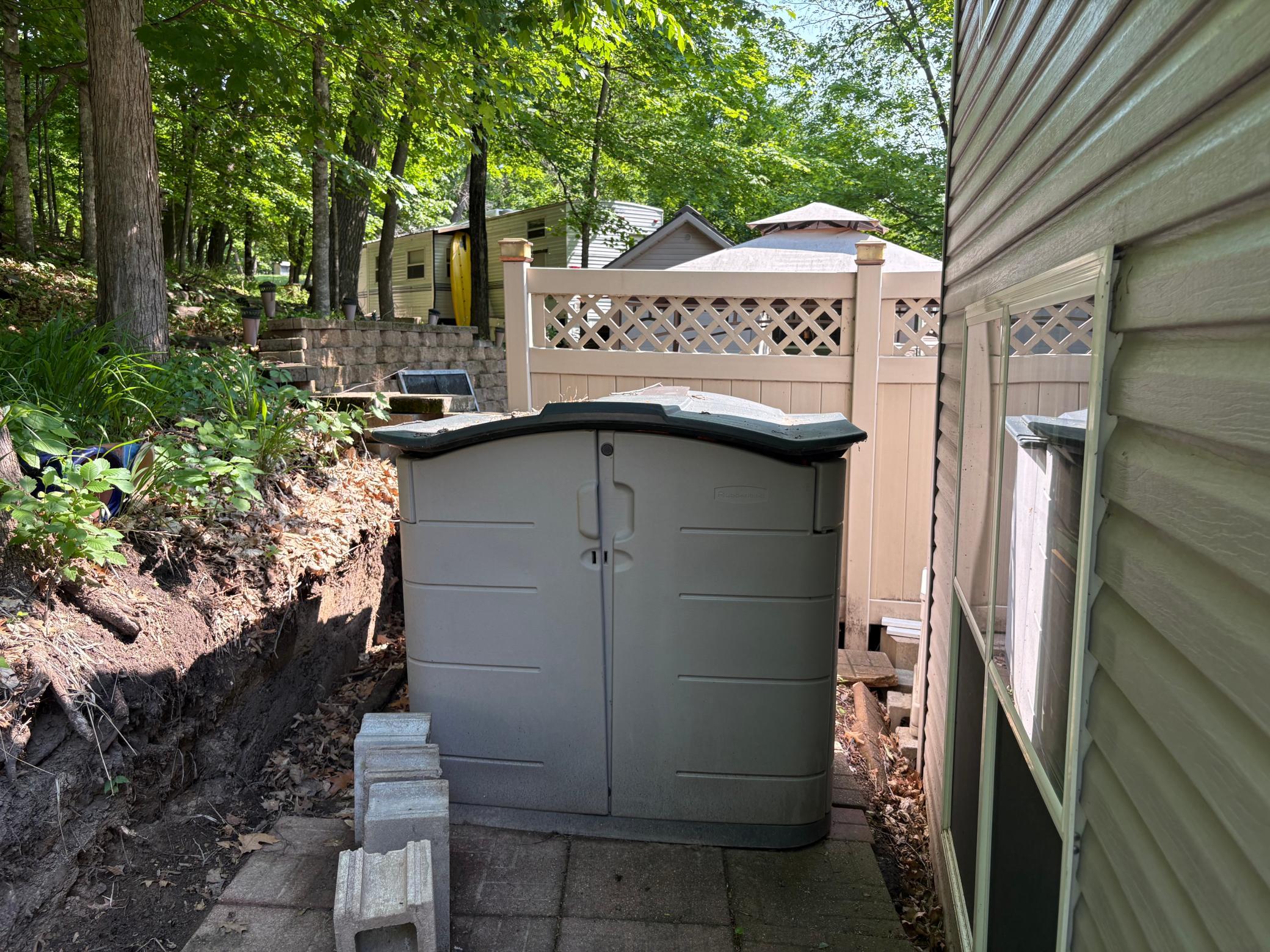 There are couple of storage containers that will remain with the property.