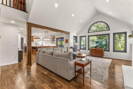 The main level features an open concept living area with vaulted ceilings.