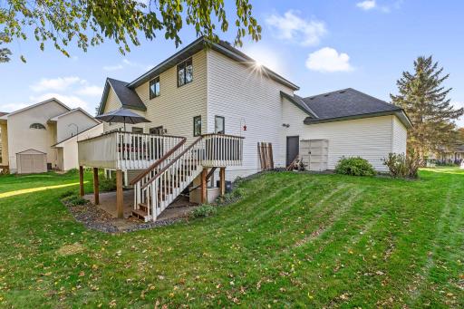 The backyard is accessible from the deck.