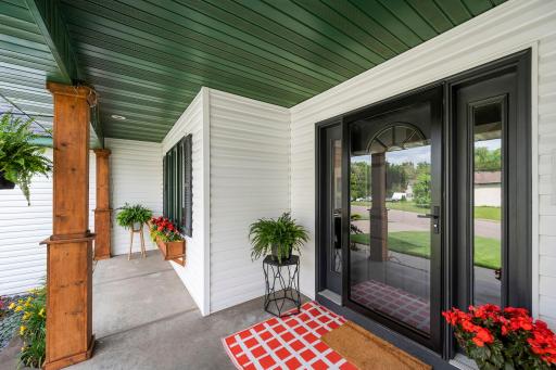 The front porch is welcoming and sheltered from the elements.